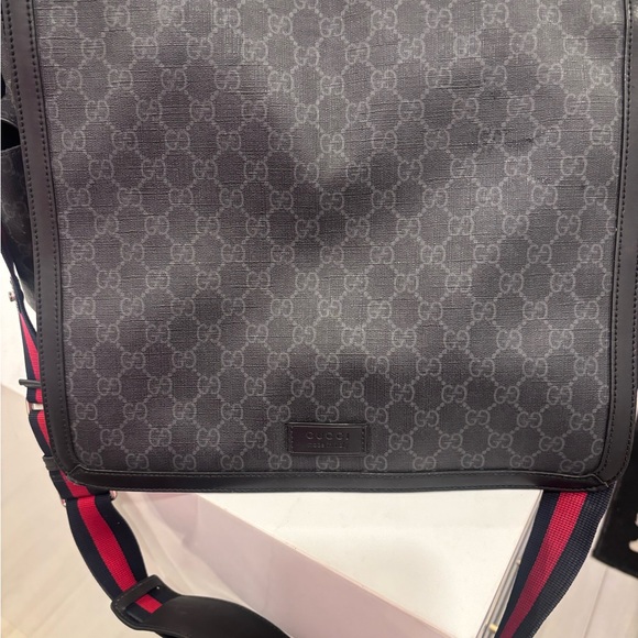 Gucci Gray Monogram baby/diaper bag or messenger bag